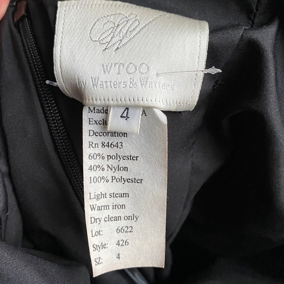 WTOO by Watters & Watters Black Ruched Strapless Wedding Cocktail Dress Size4 - Picture 6 of 10